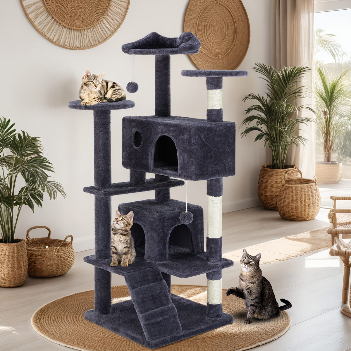 Aukfa Large Cat Tree Cat Tower Condo with Scratching Post for Adult Cats Kittens,Dark Blue — product image 8