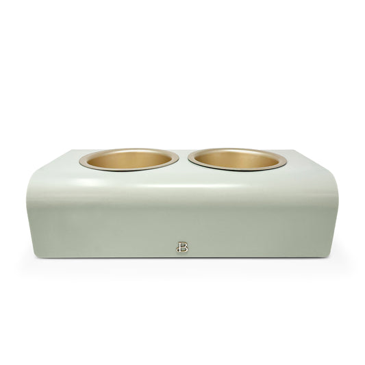 Beautiful by Drew Barrymore Double Elevated Stainless Steel Pet Bowl, 4-Cup, Sage