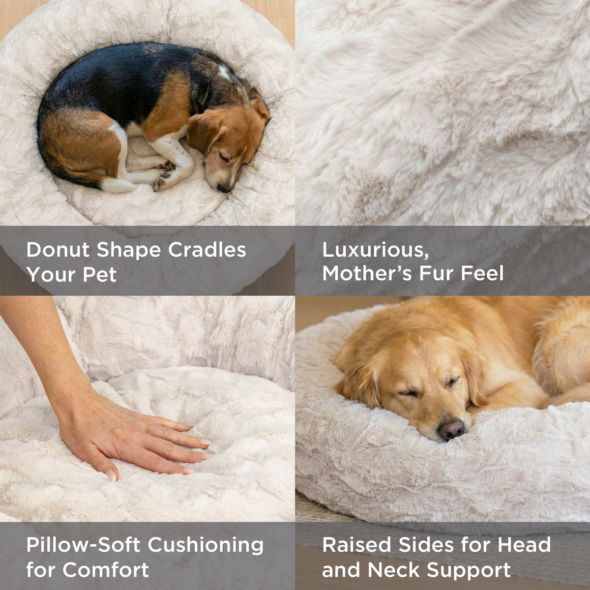 Best Friends by Sheri Original Calming Donut Dog and Cat Bed, Lux Faux Fur, Mink Dark Gray, (23in x 23in) - Anxiety Relief for Pets Up to 25 lbs — product image 3