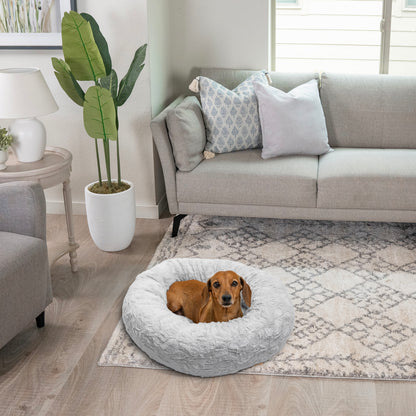 Best Friends by Sheri The Original Calming Donut Dog Bed – Washable Plush Pet Bed for Cats & Small Dogs up to 25 lbs, Lux Faux Fur, Gray, Small (23" x 23") — product image 7