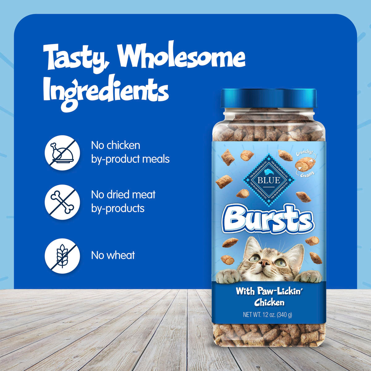 Blue Buffalo Bursts Crunchy & Creamy Cat Treats, Great for Training, Paw-Lickin' Chicken, 12-oz Tub — product image 6