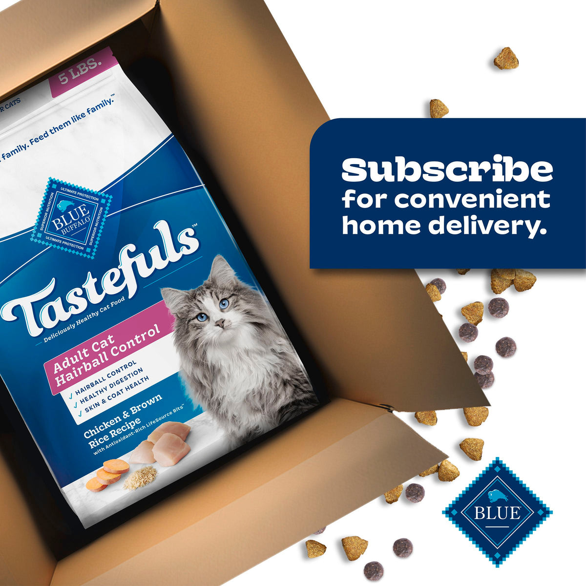 Blue Buffalo Tastefuls Adult Cat Hairball Control Dry Food, Chicken & Brown Rice, 5lb — product image 11