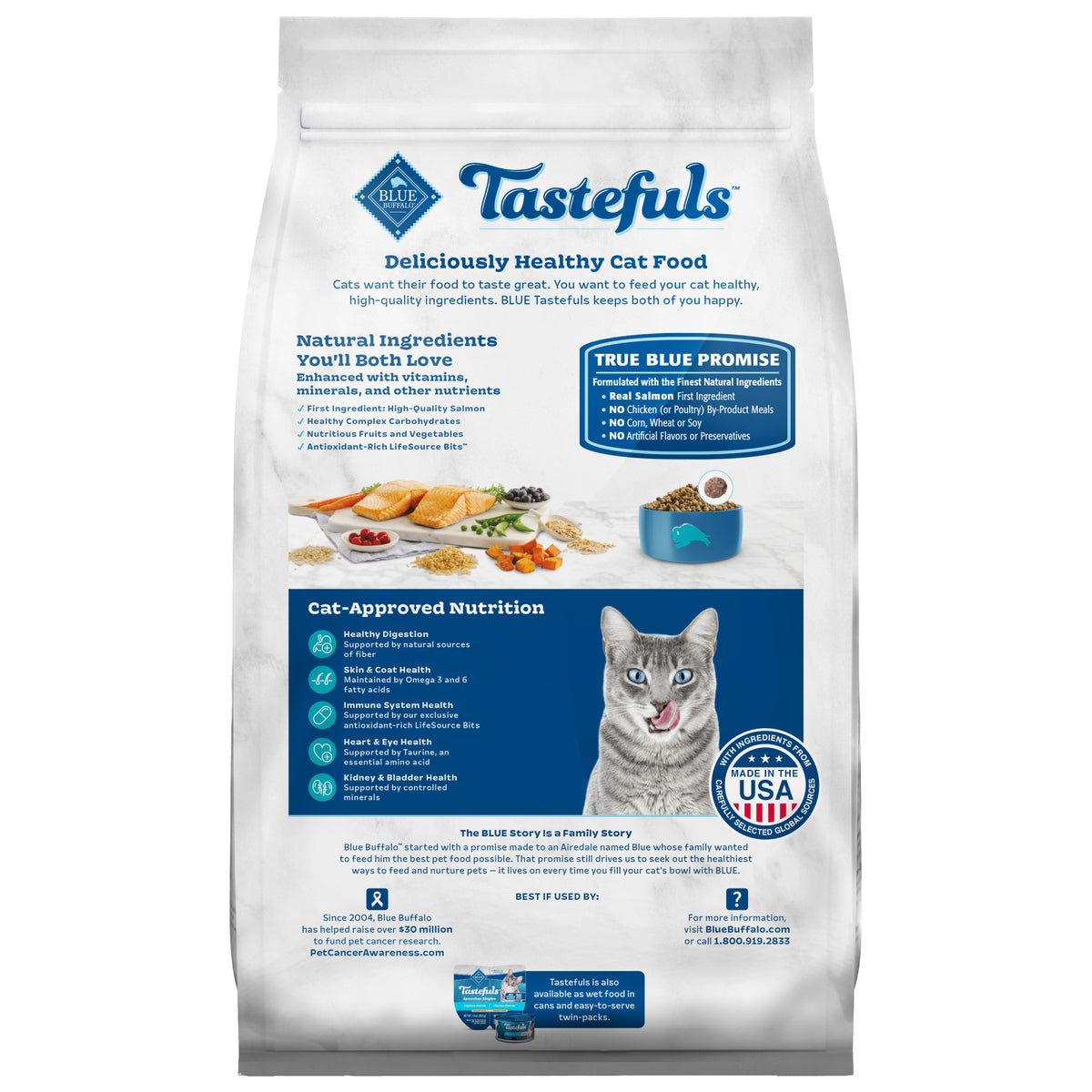 Blue Buffalo Tastefuls Dry Food, Adult Indoor Cat, Salmon and Brown Rice, 5-lb. Bag — product image 2