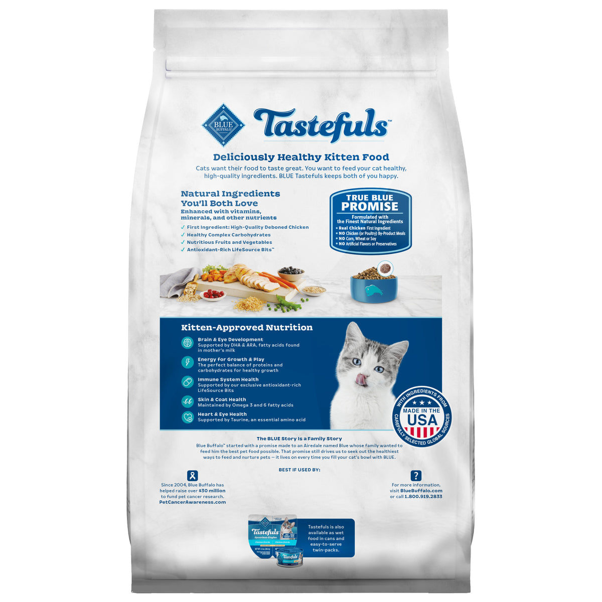 Blue Buffalo Tastefuls Natural Kitten Dry Cat Food, Chicken and Brown Rice Recipe, 5-lb. Bag — product image 2