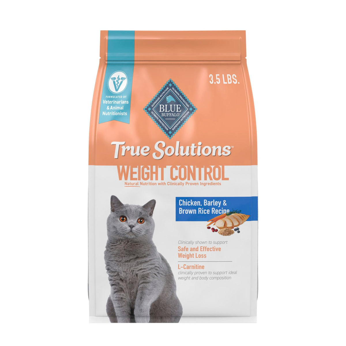 Blue Buffalo True Solutions Weight Control Natural Dry Cat Food, Chicken, 3.5-lb. Bag
