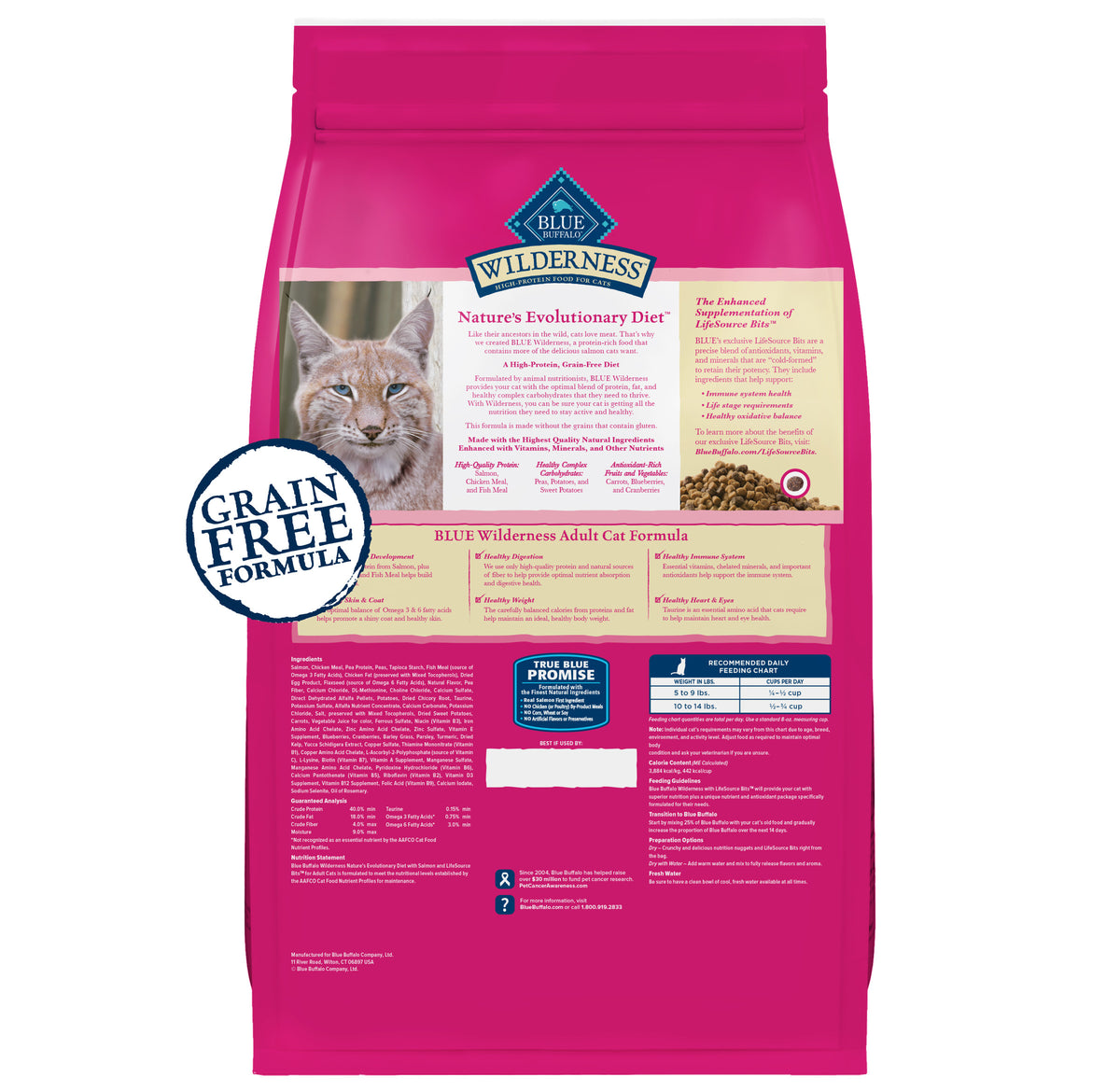 Blue Buffalo Wilderness Natural High Protein Dry Food for Adult Cats, Salmon, 4-lb Bag — product image 2