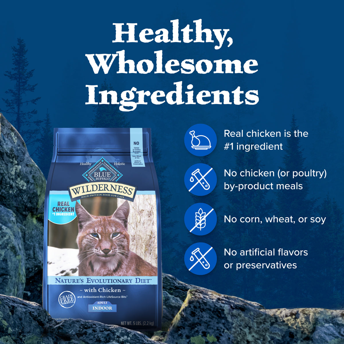 Blue Buffalo Wilderness Natural High-Protein, Grain-Free Dry Cat Food, Chicken, 4-lb. Bag — product image 6
