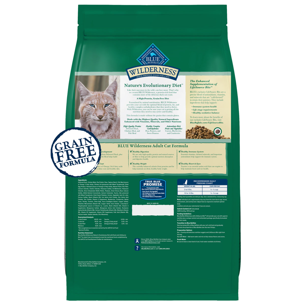 Blue Buffalo Wilderness Natural High-Protein, Grain-Free Dry Cat Food, Duck, 4-lb. Bag — product image 2