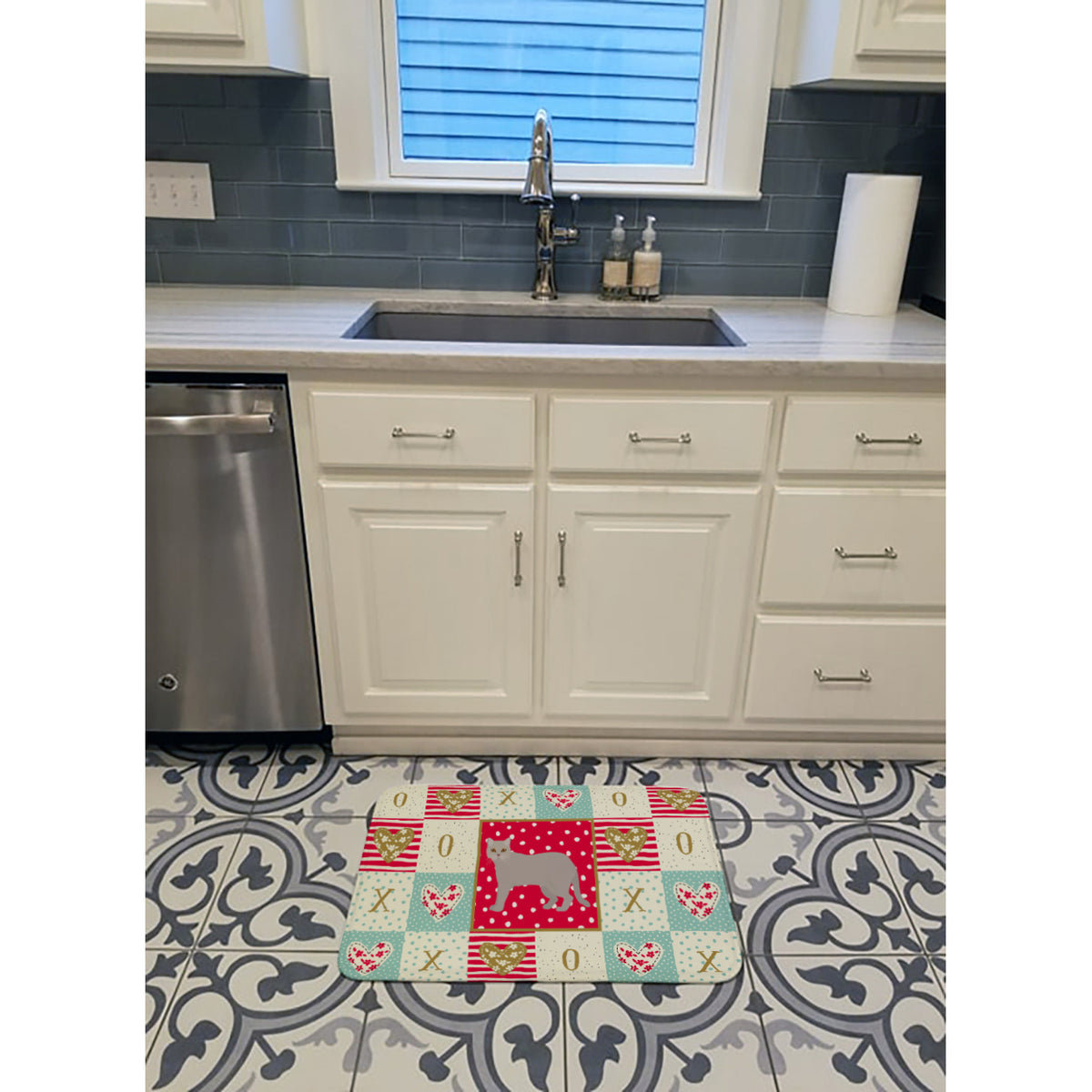 British Semi Longhair Cat Love Machine Washable Memory Foam Mat Red — product image 2