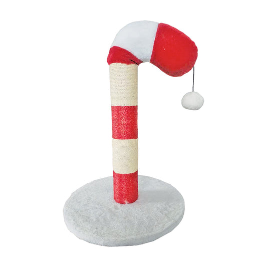Candy Cane Holiday 20in Cat Scratching Post with Sisal & Plush Covering