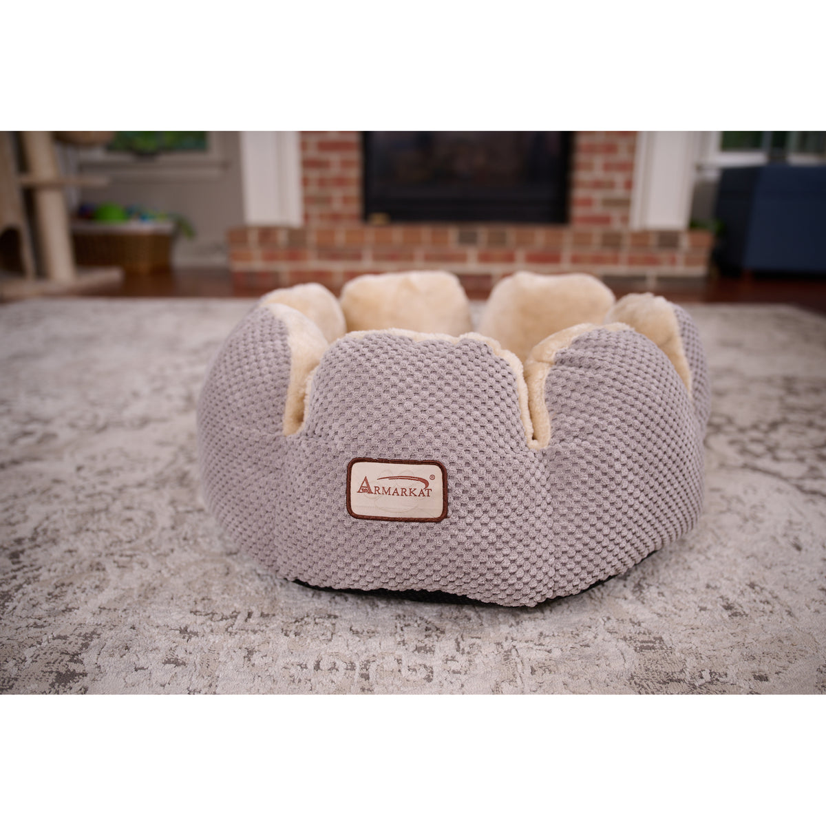 Cat Bed, 18 Inch Flower Pet Bed with Removable Cushion - Soft Waffle Fabric for Cats, Kittens and Small Dogs, Machine Washable (Model C110) — product image 5