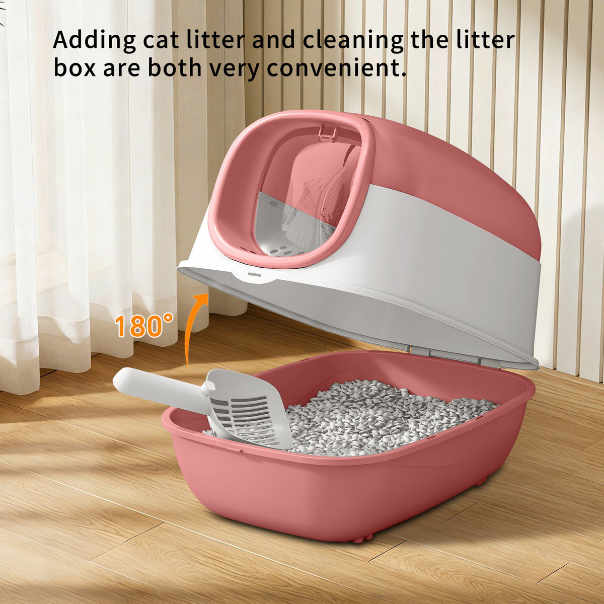Cat Litter Box, Fully Enclosed Large Front-Entry Kitty Toilet with Flip-Top Lid, Litter Filter Pedal, Removable Base — product image 3