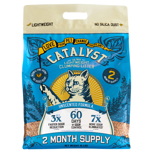 Catalyst Pet Softwood Natural Clumping Cat Litter, Unscented Formula, 15 lb. Bag
