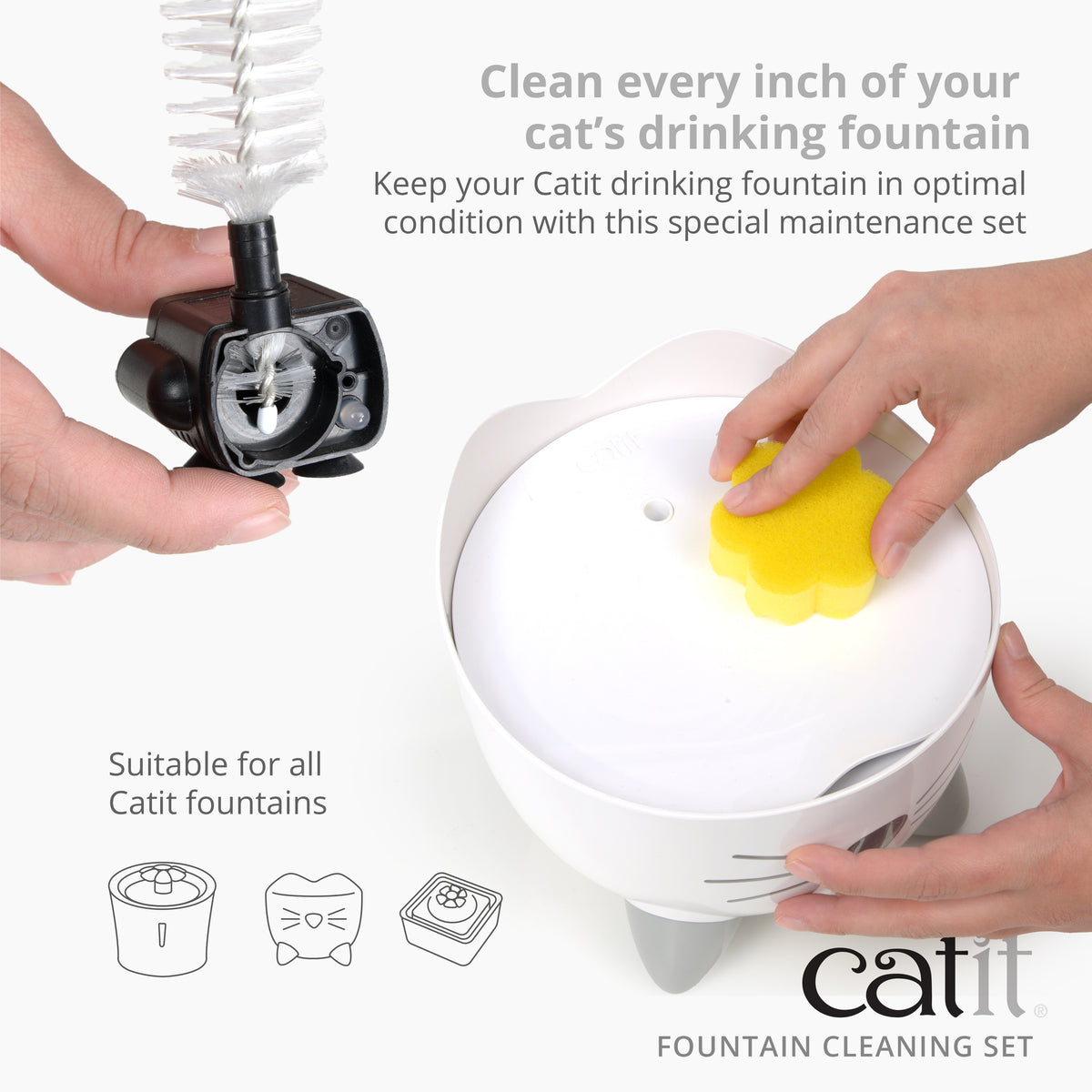 Catit Cat Water Fountain Cleaning Set, for Catit Cat Water Fountains, 44020, White — product image 4
