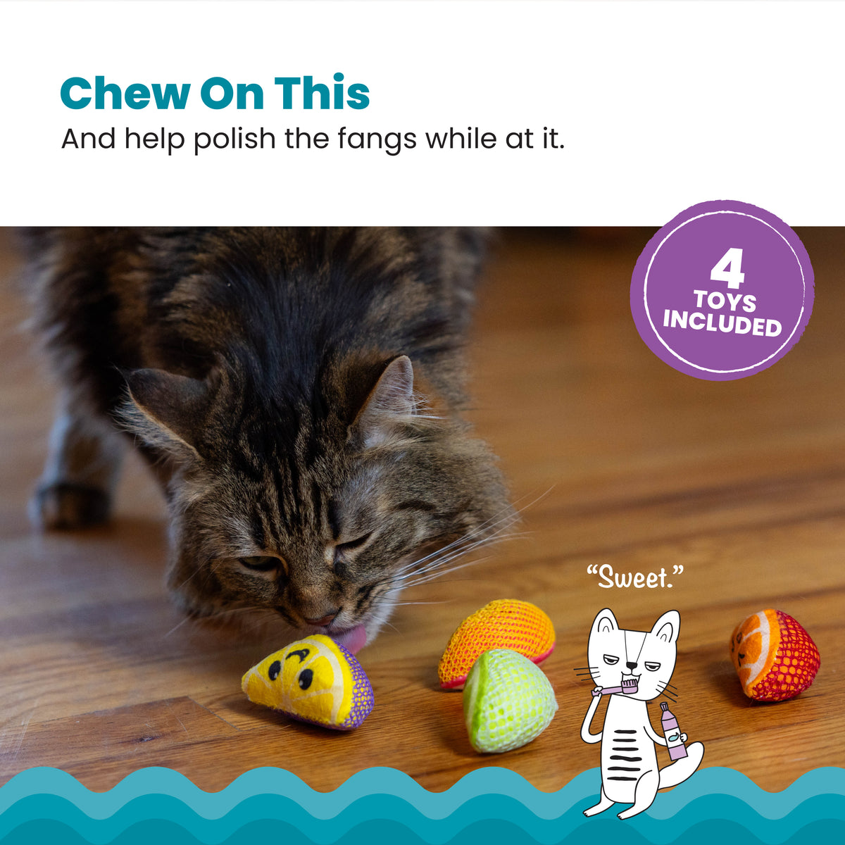 Catstages Dental Fruit Wedges Catnip Chew Toys, 4-Pack, Multicolored — product image 2