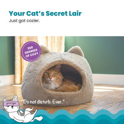 Catstages Meow Hut, Covered Cat Bed Cave for Indoor Cats, Cozy Enclosed with Removable Cushion, 16.9” x 15” x 15.8”, For Small Pets Up to 15 lbs, Tan, Small — product image 2