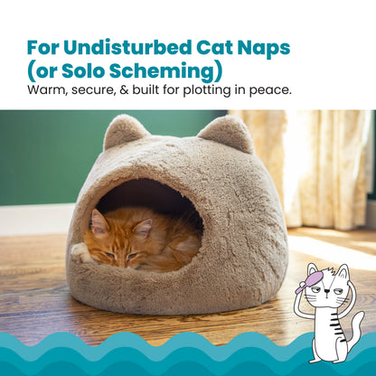 Catstages Meow Hut, Covered Cat Bed Cave for Indoor Cats, Cozy Enclosed with Removable Cushion, 16.9” x 15” x 15.8”, For Small Pets Up to 15 lbs, Tan, Small — product image 4