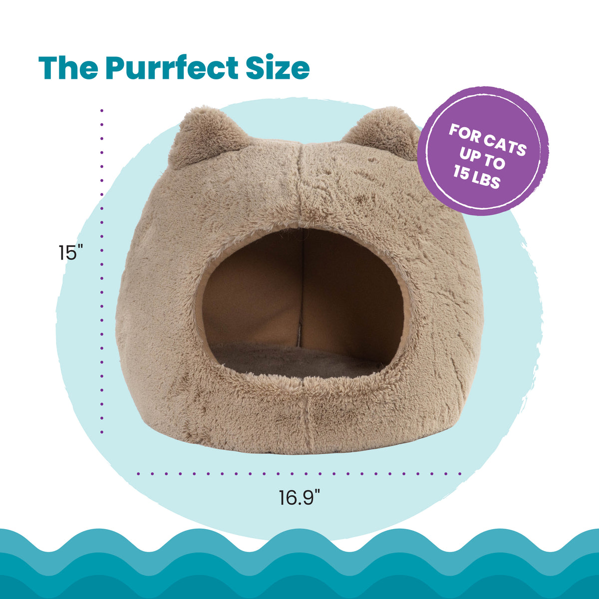 Catstages Meow Hut, Covered Cat Bed Cave for Indoor Cats, Cozy Enclosed with Removable Cushion, 16.9” x 15” x 15.8”, For Small Pets Up to 15 lbs, Tan, Small — product image 5