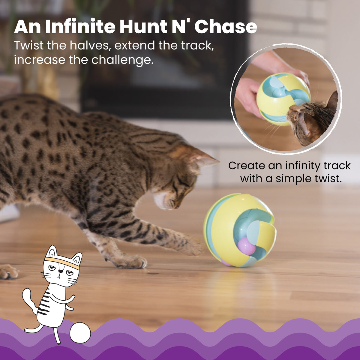 Catstages Twist-A-Ball 3-in-1 Convertible Cat Track Toy, Rolling Ball Toy for Indoor Cats, Green — product image 6