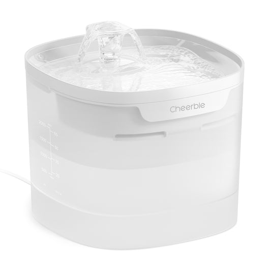 Cheerble Elfin E1 Lite Pumpless Plastic Pet Water Fountain with Filter, 2 L, Cloud White