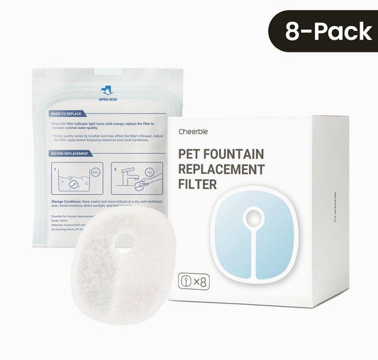 Cheerble Replacement Filter for Elfin E1 Plus Pet Water Fountain (8 Pack)