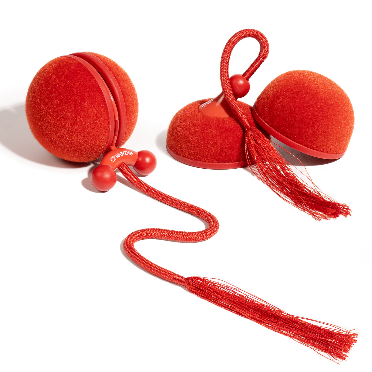 Cheerble Wicked Ball Duo2 Automatic Interactive Cat Toy with Tail & LED Light, Vintage Red