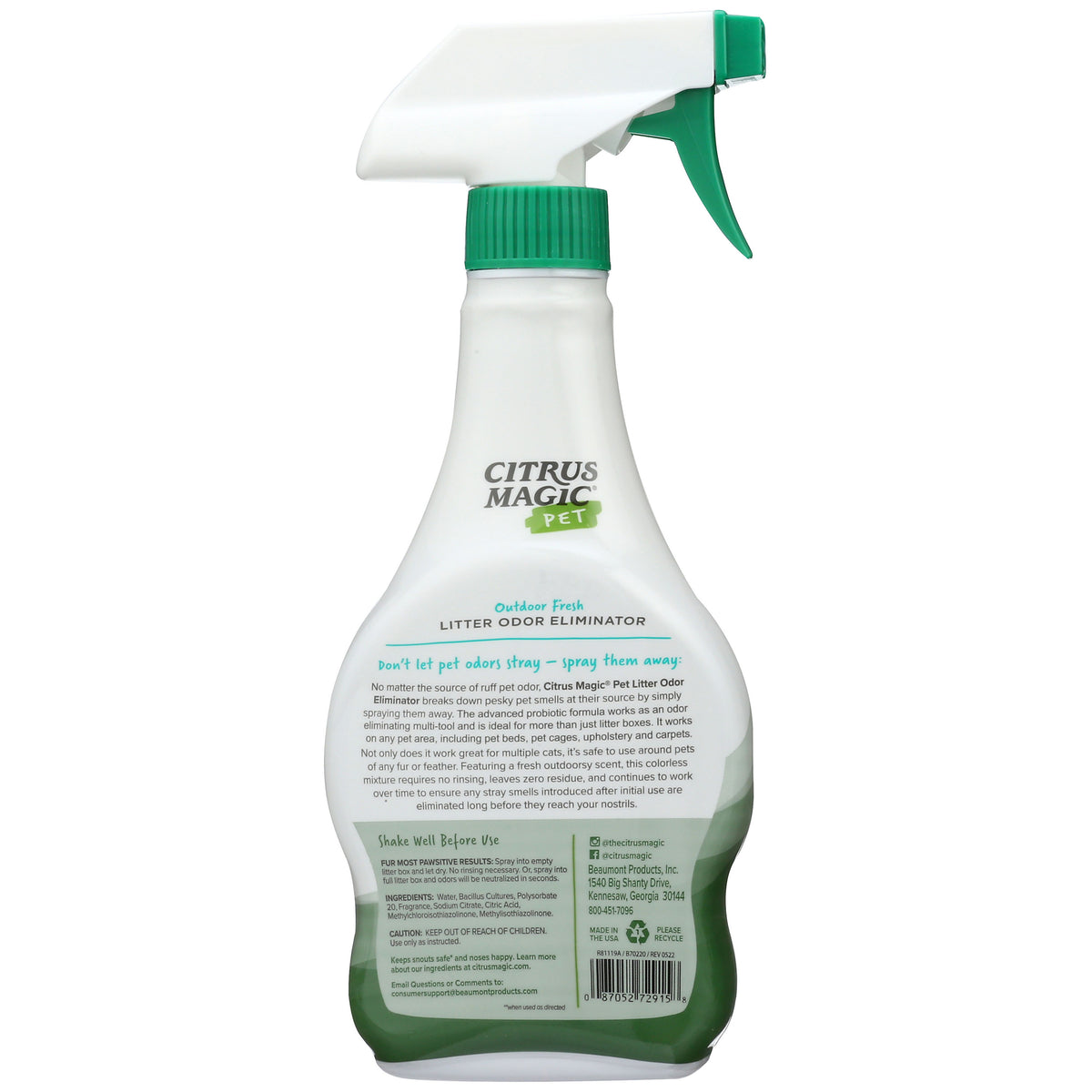 Citrus Magic Outdoor Fresh Pet Probiotic Litter Odor Eliminator Spray, 16-Fluid Ounce — product image 2
