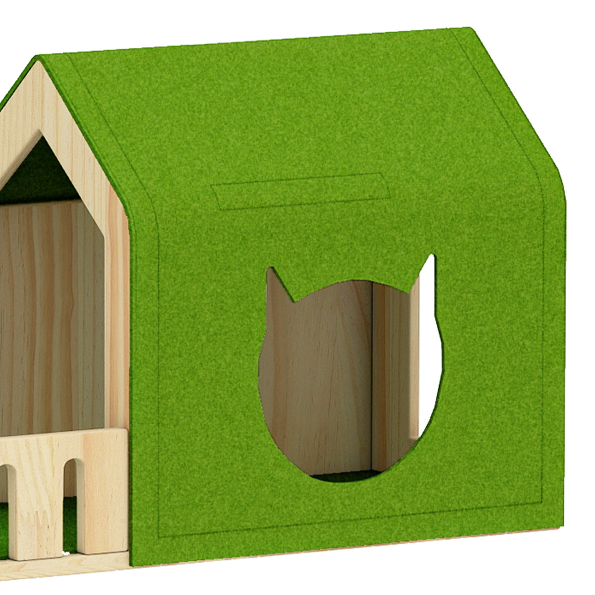 Dextrus 7-Piece Wall-Mounted Cat Furniture Set with Green House, 2 Sisal Scratching Posts & Cat-Shaped Steps – Solid Pine Wood for Indoor Cats, Space-Saving Wall Shelves — product image 6