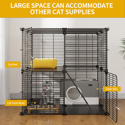 Dextrus Cat Cage 2 Tier Indoor Cat Enclosures Kitten Cage DIY Pet Playpen Metal Kennel for 1-2 Cats, Ferret, Chinchilla, Rabbit, Small Animals, Kitty, Squirrel, RV Travel, Camping — product image 5