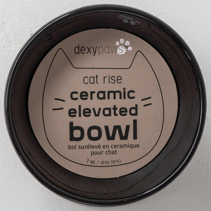 Dexypaws: Elevated Ceramic Cat Bowl - Black - 7oz, Pet Feeding Dish, Meals, Food & Water, Ergonomic Height, Tilted & Raised, Stylish Glossy Design — product image 3