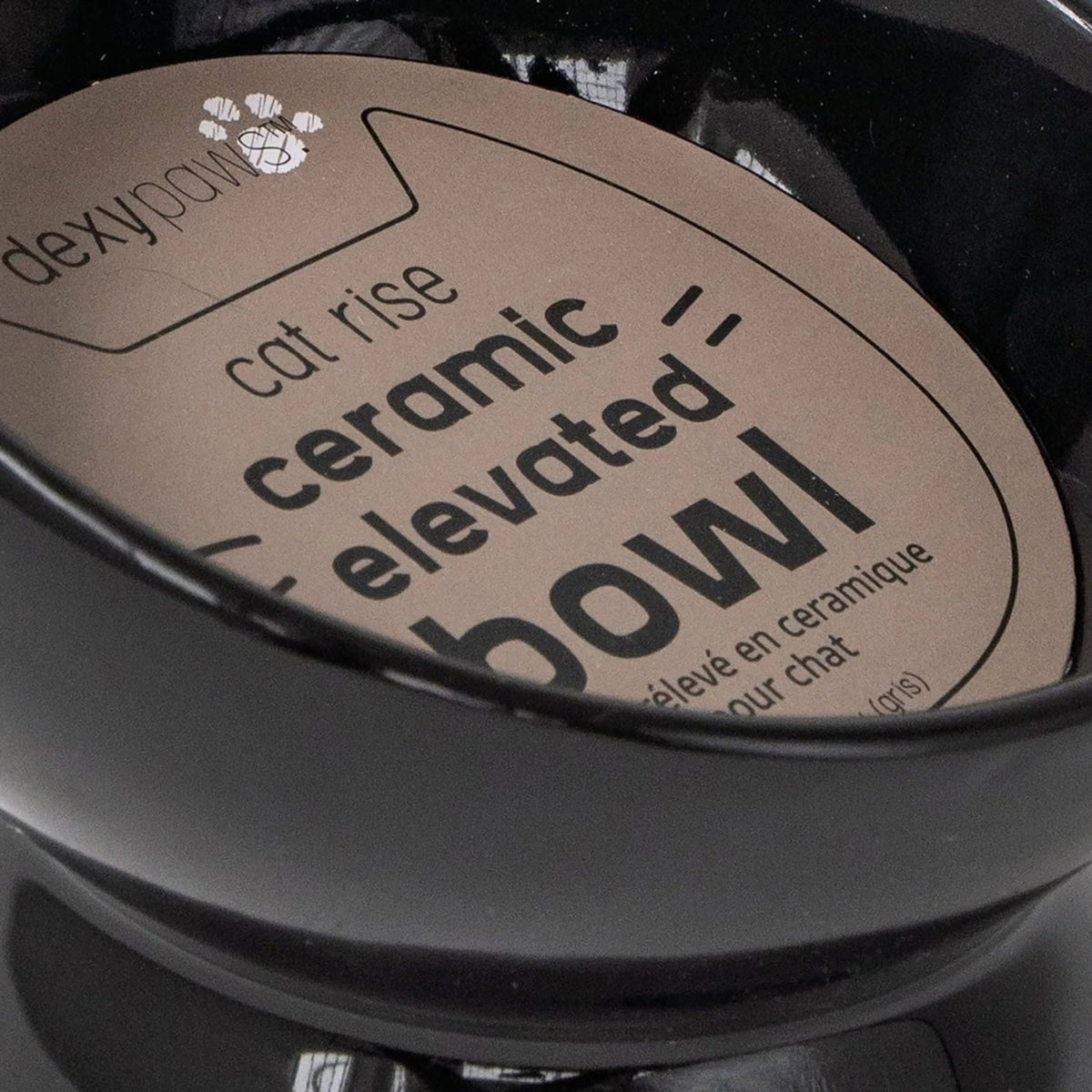 Dexypaws: Elevated Ceramic Cat Bowl - Black - 7oz, Pet Feeding Dish, Meals, Food & Water, Ergonomic Height, Tilted & Raised, Stylish Glossy Design — product image 7