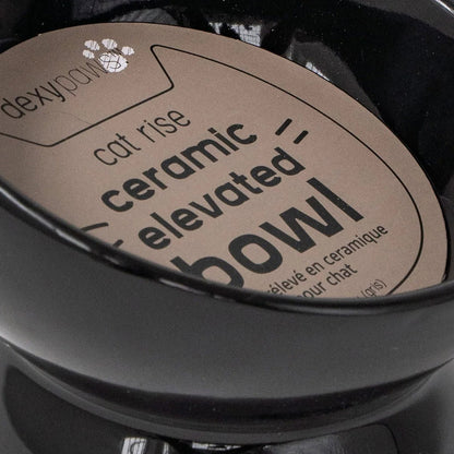 Dexypaws: Elevated Ceramic Cat Bowl - Black - 7oz, Pet Feeding Dish, Meals, Food & Water, Ergonomic Height, Tilted & Raised, Stylish Glossy Design — product image 7