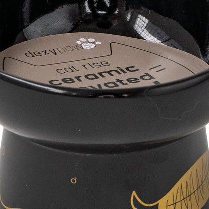 Dexypaws: Elevated Ceramic Cat Bowl - Black & Gold Fish - 7oz - Pet Feeding Dish, Meals, Food & Water, Ergonomic Height, Stylish, Shallow & Raised — product image 7