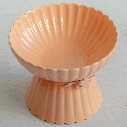 Dexypaws: Elevated Ceramic Cat Bowl - Blush Pink & Rose Gold Flower - 8.45oz, Stylish Pet Feeding Dish, Meals, Food & Water, Ergonomic Height, Raised — product image 4