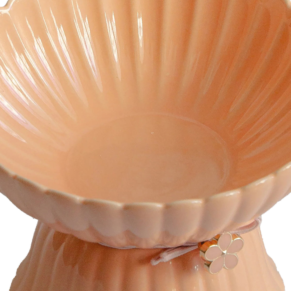 Dexypaws: Elevated Ceramic Cat Bowl - Blush Pink & Rose Gold Flower - 8.45oz, Stylish Pet Feeding Dish, Meals, Food & Water, Ergonomic Height, Raised — product image 7