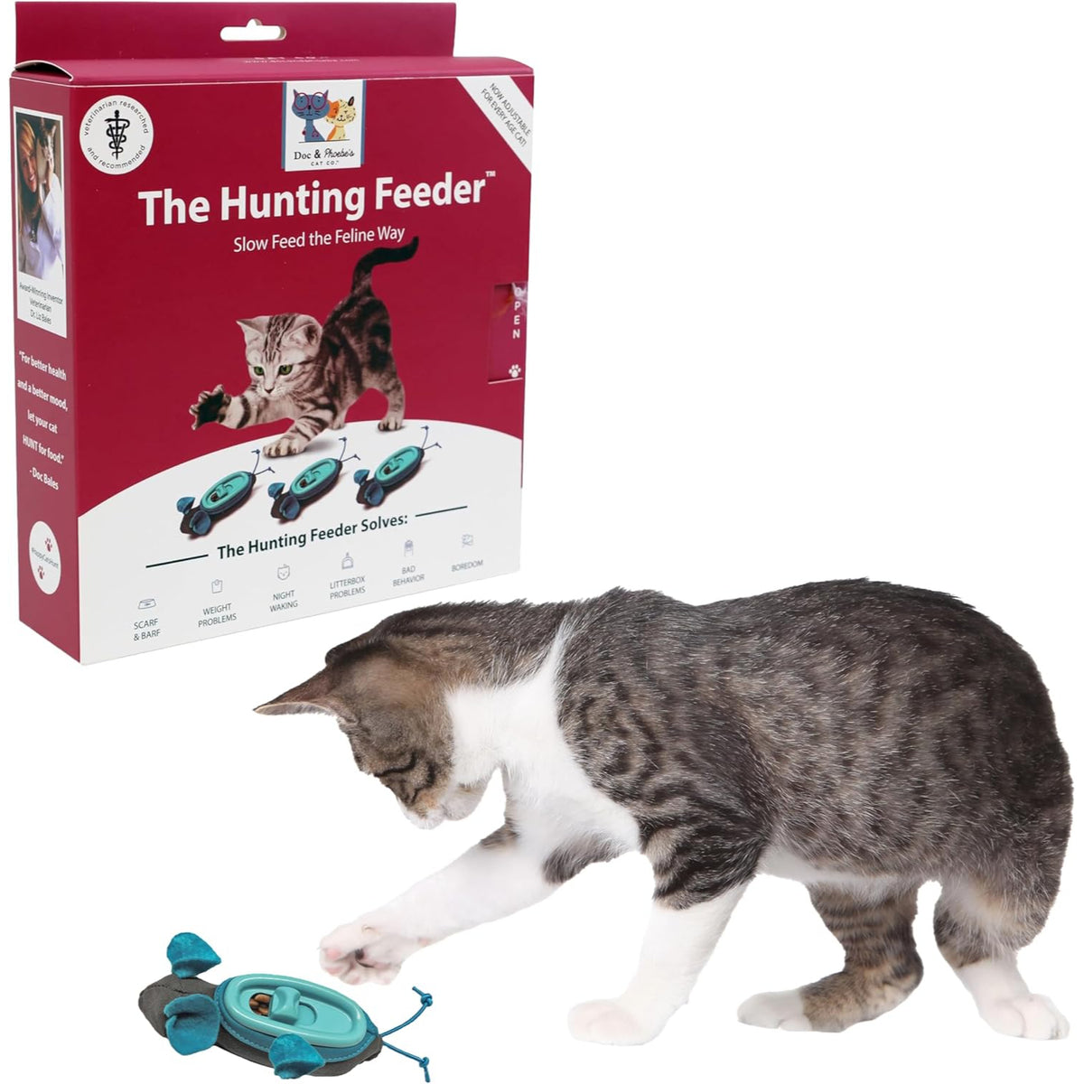 Doc & Phoebe's Indoor Hunting Cat Feeder, Interactive Slow Feed Puzzle Toy, Durable Design for Indoor Cats — product image 2