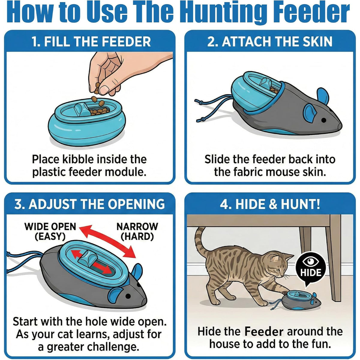 Doc & Phoebe's Indoor Hunting Cat Feeder, Interactive Slow Feed Puzzle Toy, Durable Design for Indoor Cats — product image 3