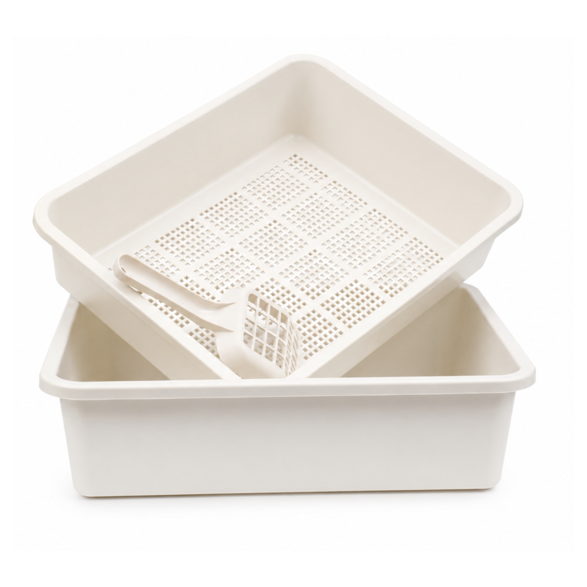 Dr. Pol™ 2-Piece Pine Pellet Sifting Litter Box with Scoop