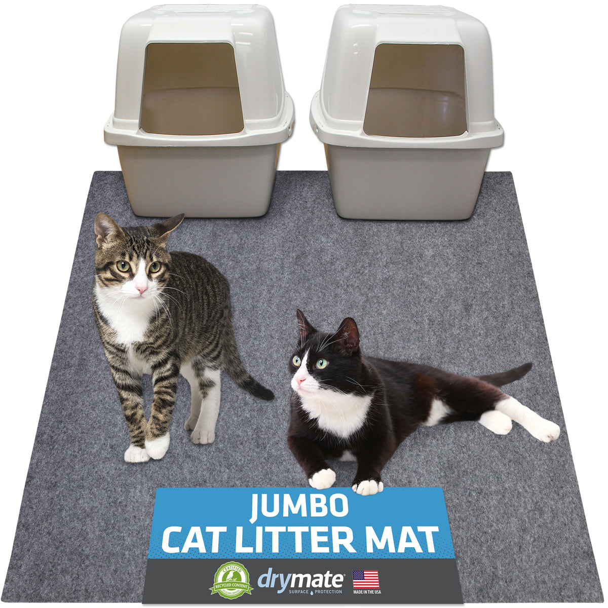 Drymate Jumbo Cat Litter Box Mat, Waterproof Urine-Proof, Absorbent, Machine Washable, Contains Mess, Soft on Paws, Kitten Supplies 29x44, Light Grey — product image 2
