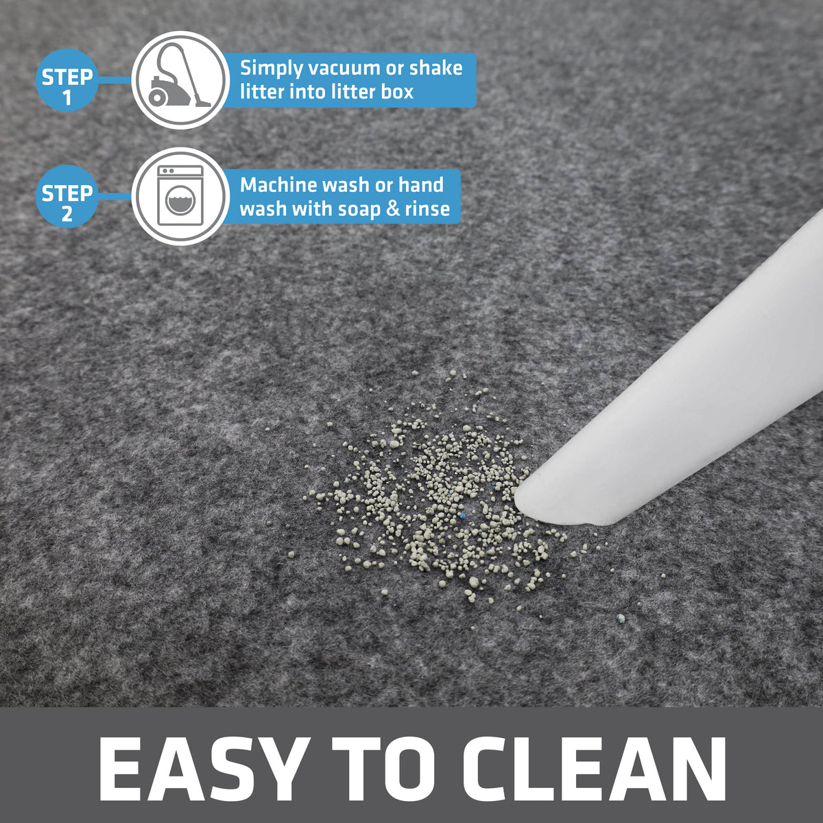 Drymate Jumbo Cat Litter Box Mat, Waterproof Urine-Proof, Absorbent, Machine Washable, Contains Mess, Soft on Paws, Kitten Supplies 29x44, Light Grey — product image 7