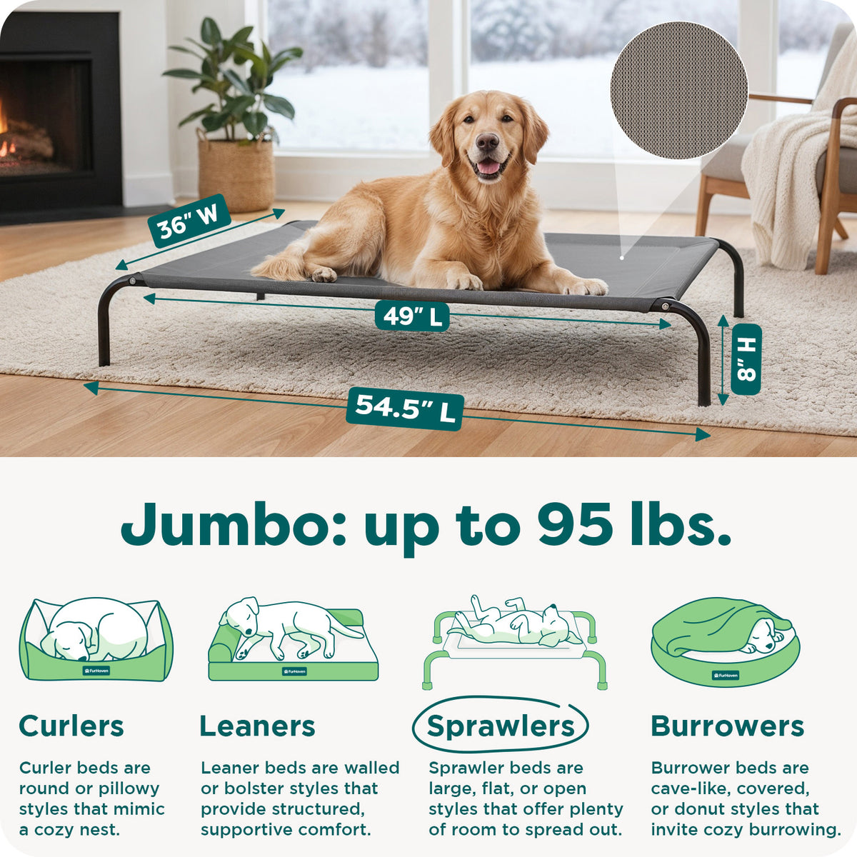 Elevated Cot Pet Bed, Graphite Gray, Extra Large — product image 3