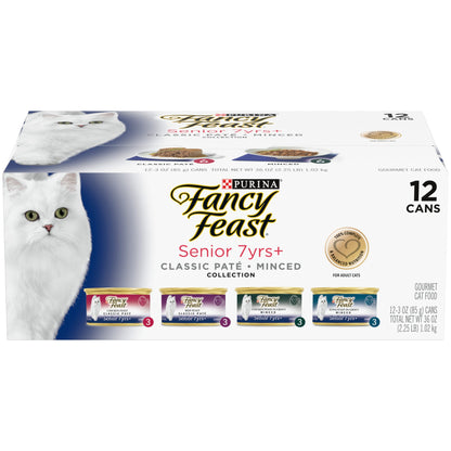 Fancy Feast High Protein Senior Wet Cat Food Variety Pack, Senior 7+ Chicken, Beef & Tuna Feasts, 3 oz Can