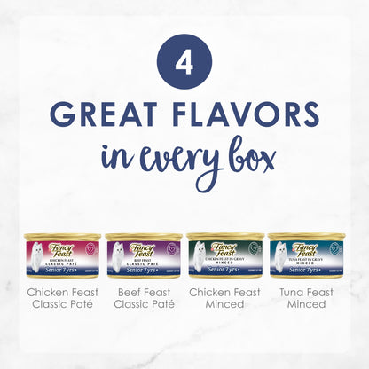 Fancy Feast High Protein Senior Wet Cat Food Variety Pack, Senior 7+ Chicken, Beef & Tuna Feasts, 3 oz Can — product image 4