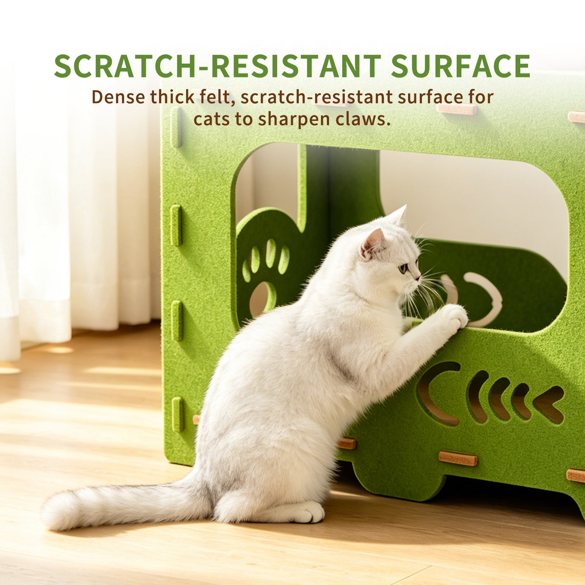 Felt Cat Bed Nest, Portable Pet Lounge House for Indoor & Outdoor Cats, Ideal for Playing Sleeping Resting, Green 50x29x52cm — product image 3