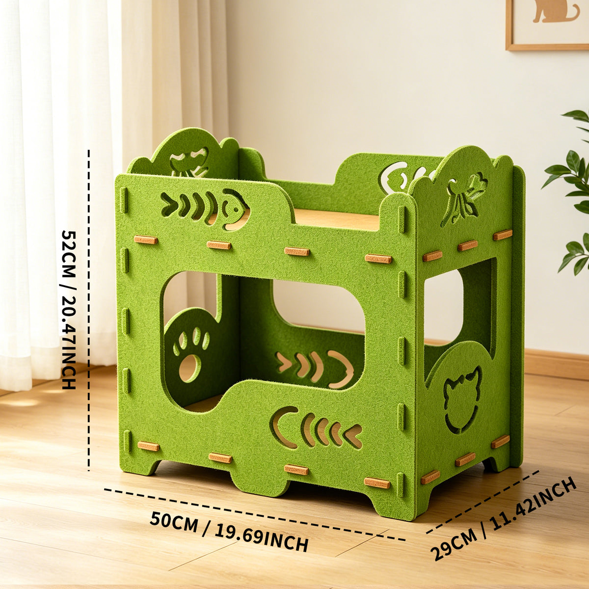Felt Cat Bed Nest, Portable Pet Lounge House for Indoor & Outdoor Cats, Ideal for Playing Sleeping Resting, Green 50x29x52cm — product image 6
