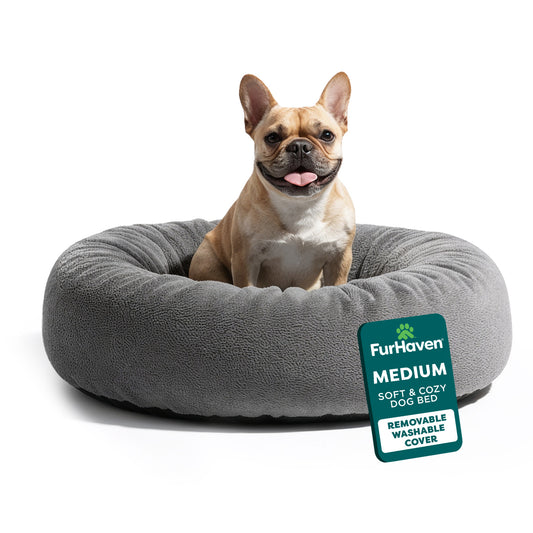 FH Plush Faux Fur Bean Bag Style Ball Bed -MD-Gray Mist