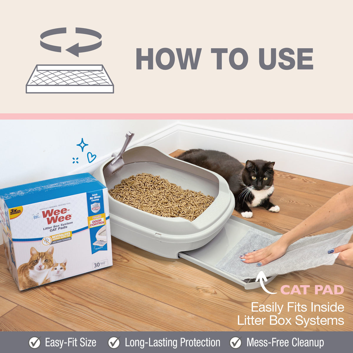 Four Paws Wee-Wee Cat Litter Box System Pads 11" x 17" (30 Count) — product image 10