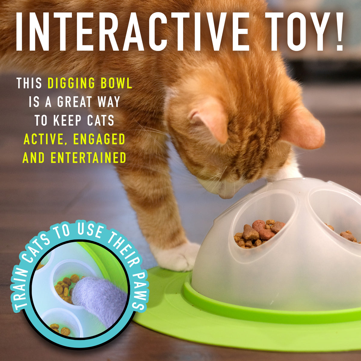 Franklin Pet Supply Interactive Cat Digging Slow Feeder Bowl - Toy Cat Bowl for Treats + Food - Scratching Bowl Slow Feeder - Interactive Toy + Slow Feeder Bowl for Cats + Kittens — product image 3