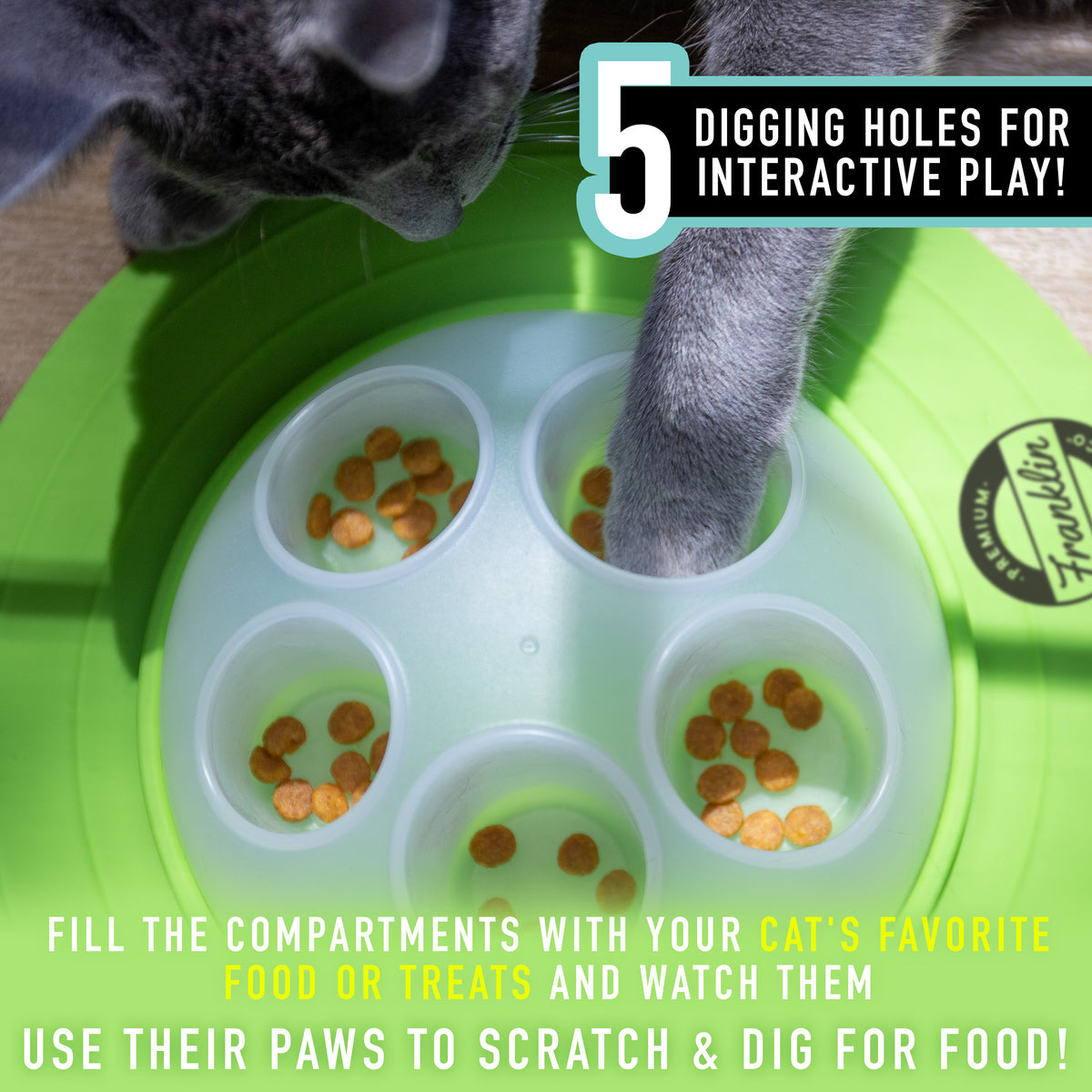 Franklin Pet Supply Interactive Cat Digging Slow Feeder Bowl - Toy Cat Bowl for Treats + Food - Scratching Bowl Slow Feeder - Interactive Toy + Slow Feeder Bowl for Cats + Kittens — product image 5