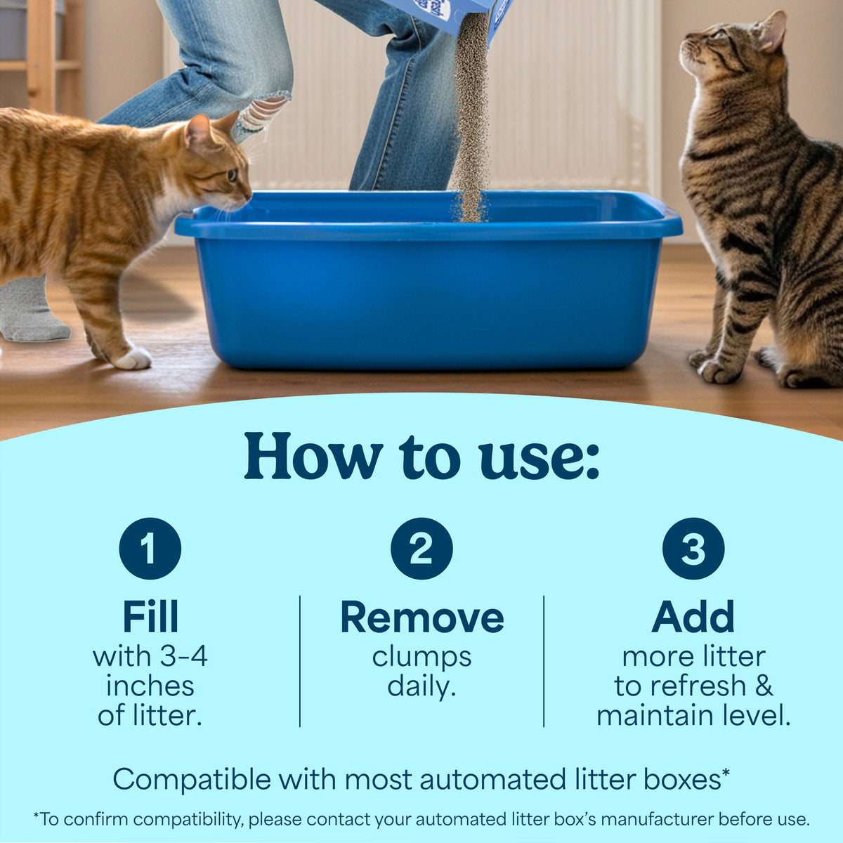 Fresh Step Clean Paws Multi-Cat Clumping Cat Litter, Febreze Freshness Scent,38 lb, Easy Pour Pouches (4 Pack) — product image 7